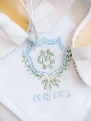 Linen Hemstitched Handkerchief with Custom Crest