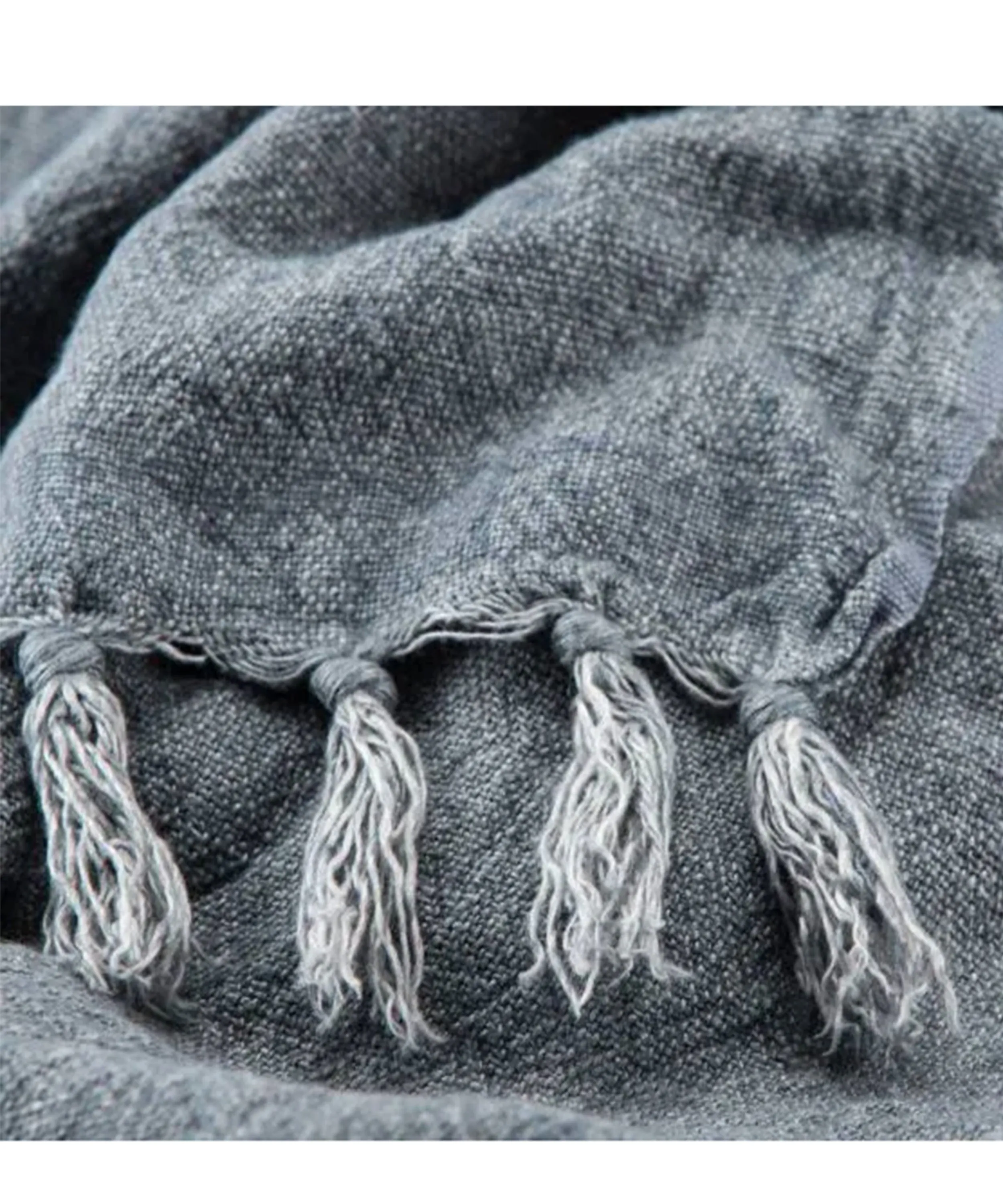 Linen Weave Throw Blanket, Slate Blue