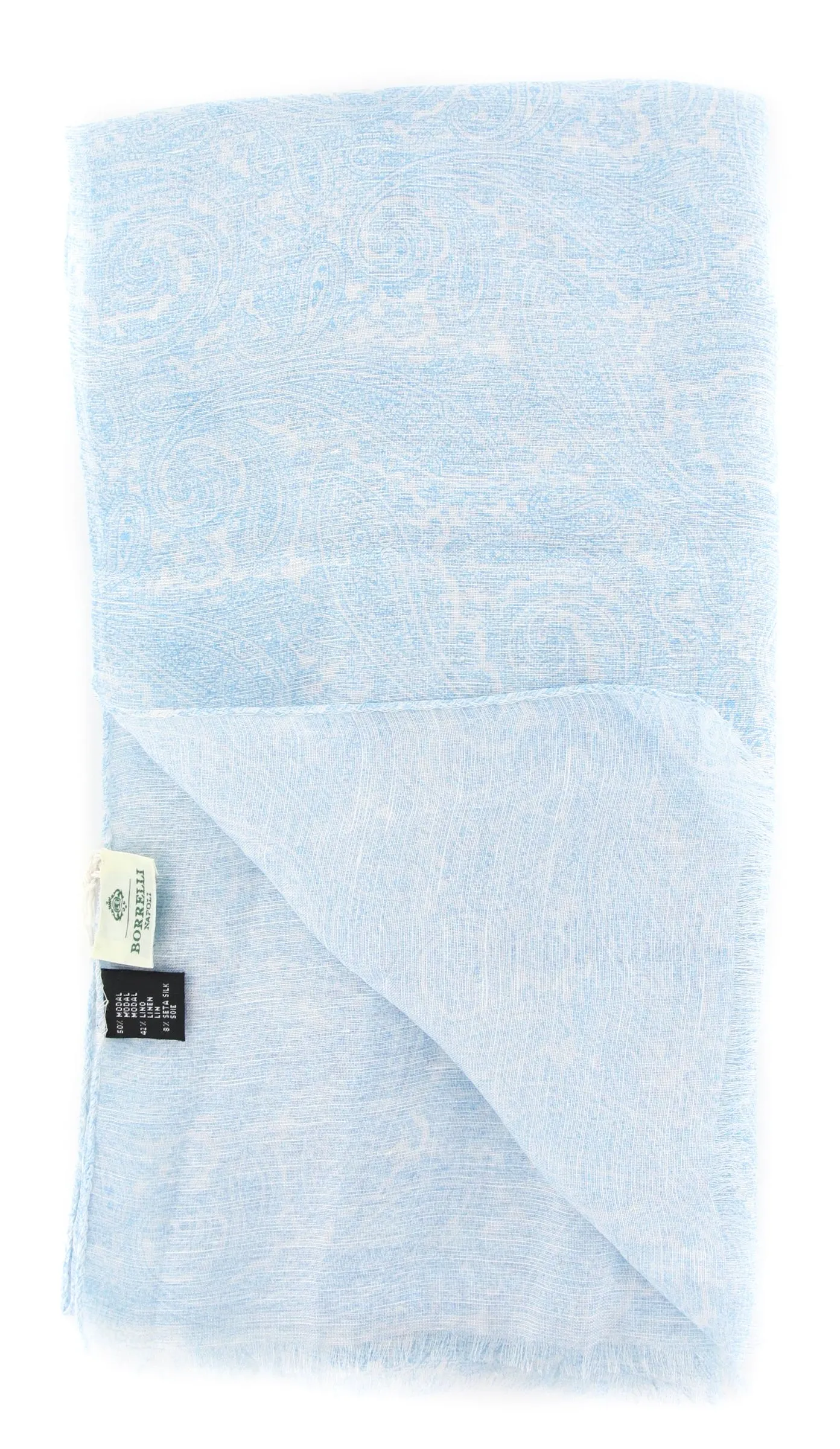 Luigi Borrelli Light Blue Cotton Blend Scarf