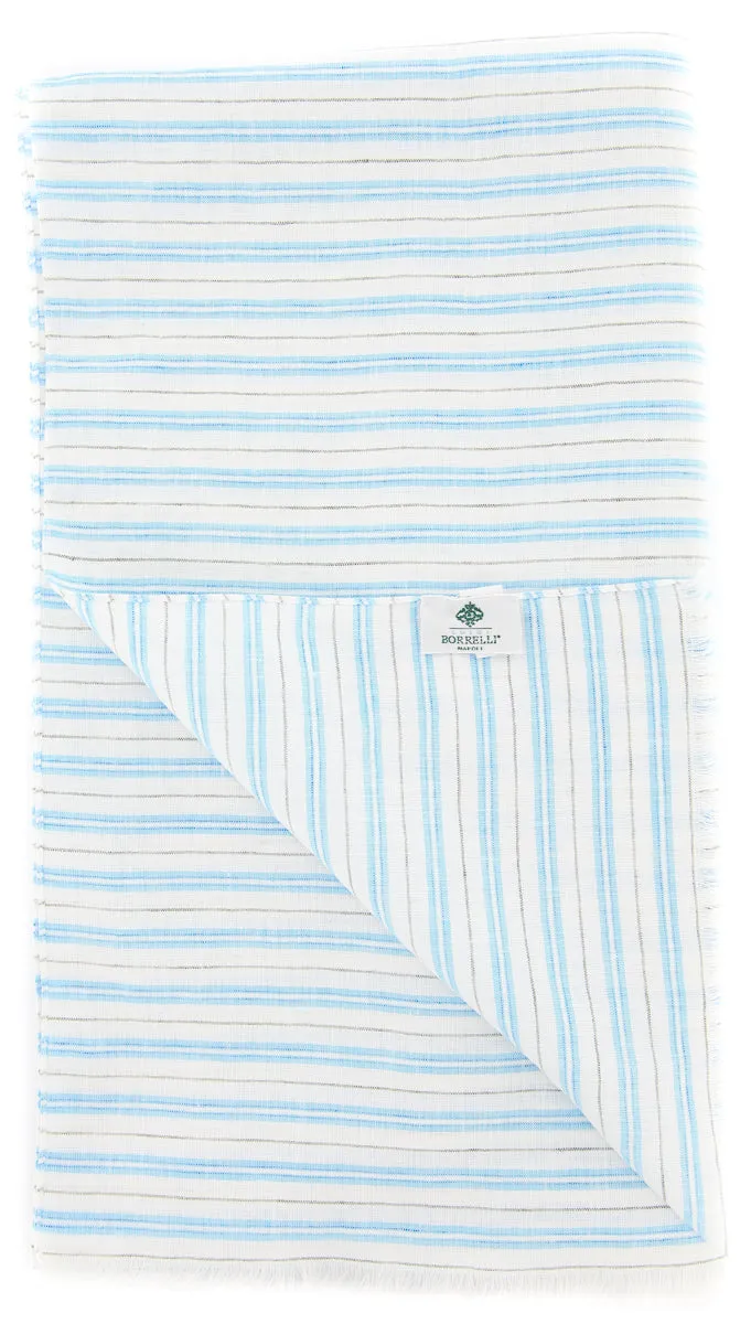 Luigi Borrelli Light Blue Linen Scarf
