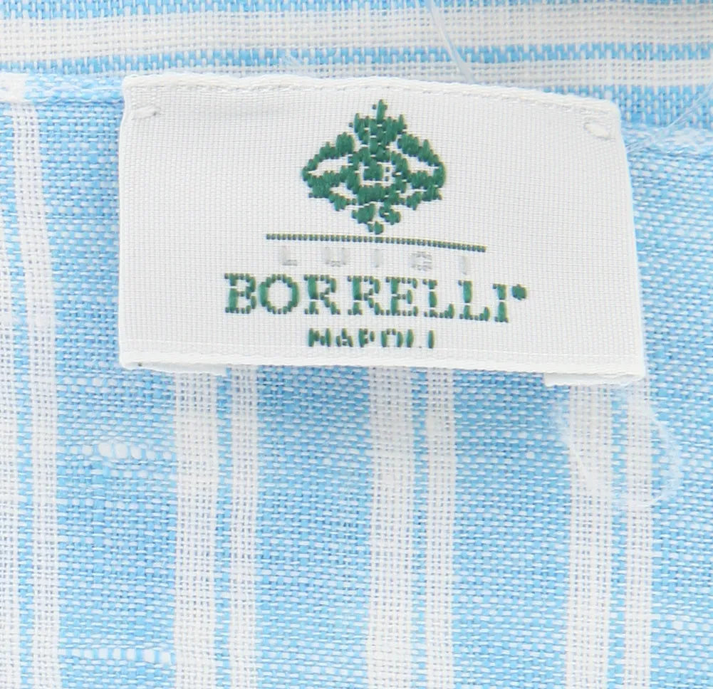 Luigi Borrelli Light Blue Linen Scarf
