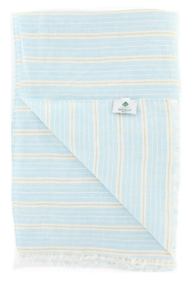 Luigi Borrelli Light Blue Linen Scarf