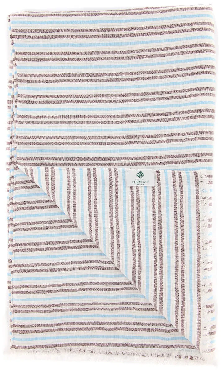Luigi Borrelli Light Blue Linen Scarf