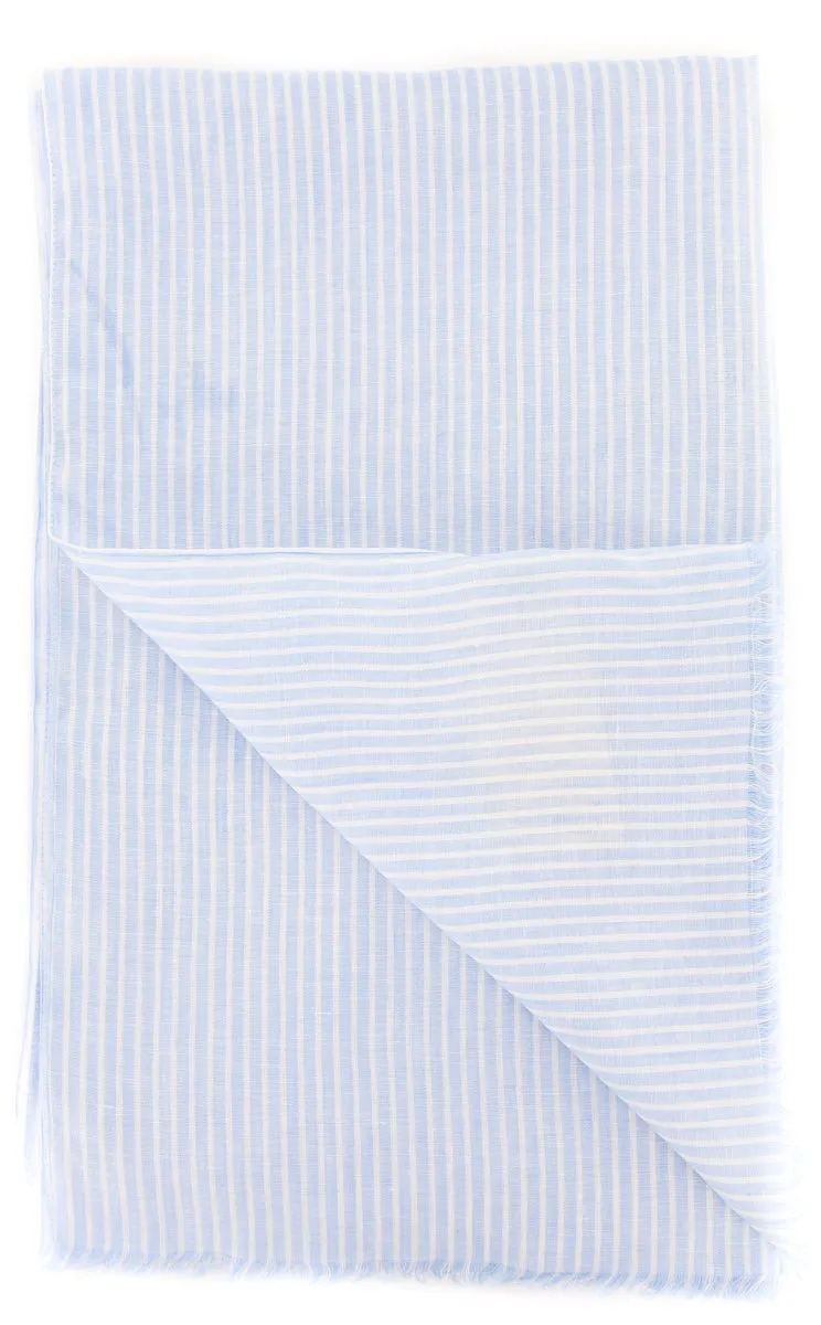 Luigi Borrelli Light Blue Linen Scarf