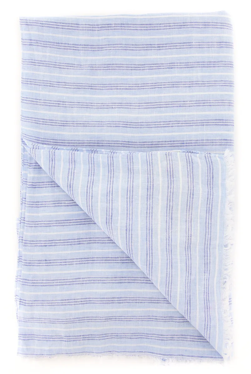 Luigi Borrelli Light Blue Linen Scarf