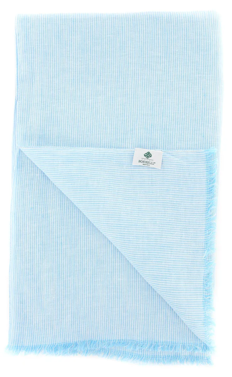 Luigi Borrelli Light Blue Linen Scarf