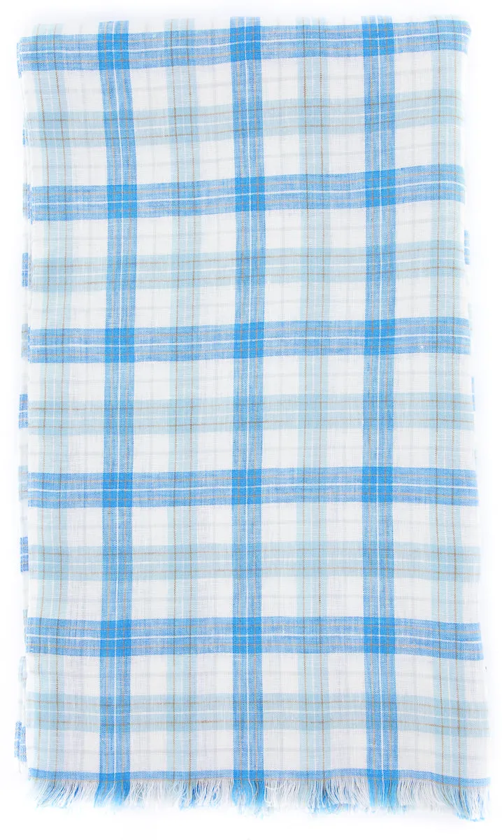 Luigi Borrelli Light Blue Linen Scarf