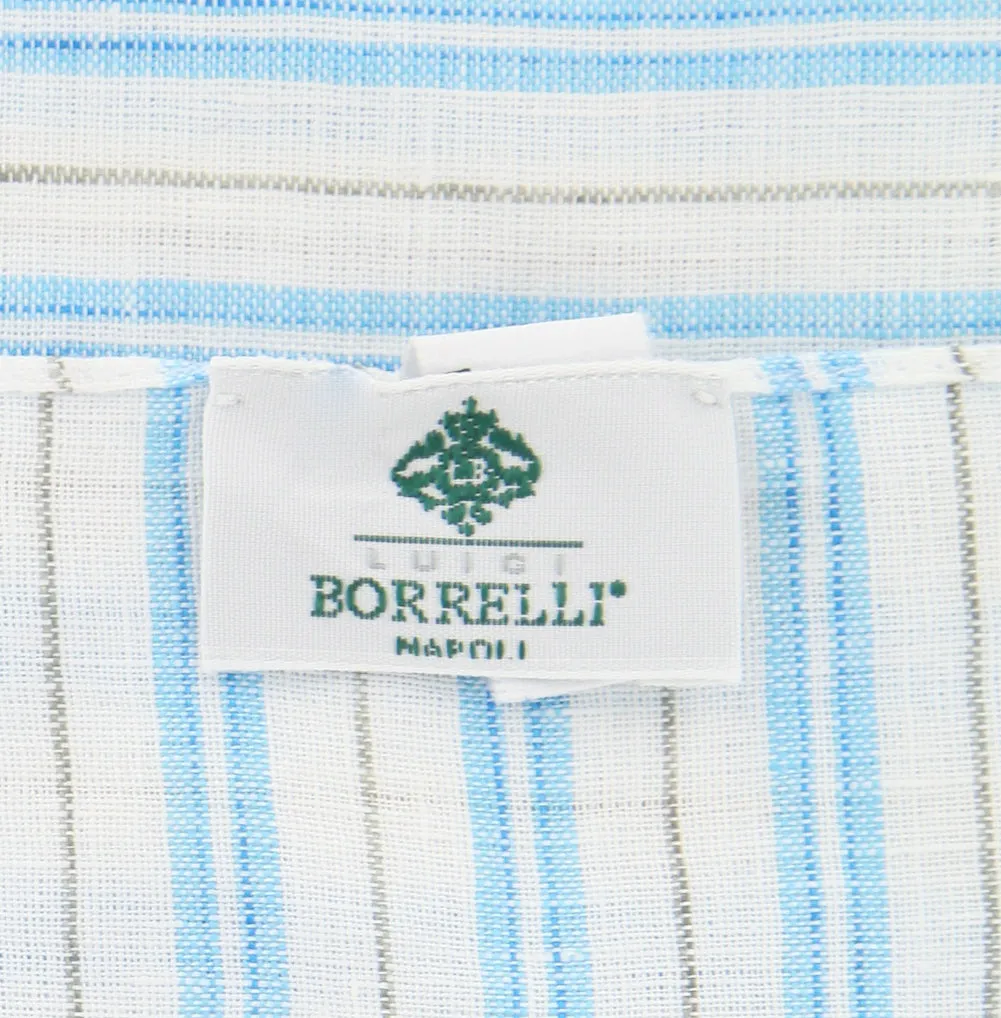 Luigi Borrelli Light Blue Linen Scarf