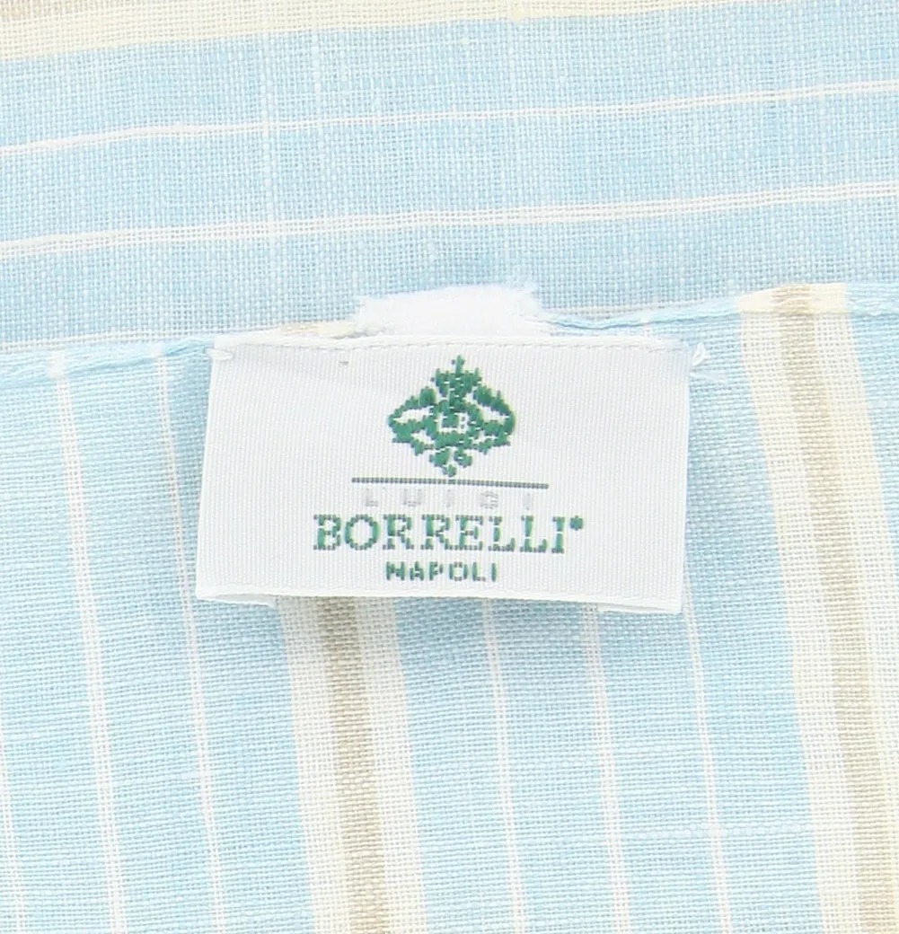 Luigi Borrelli Light Blue Linen Scarf