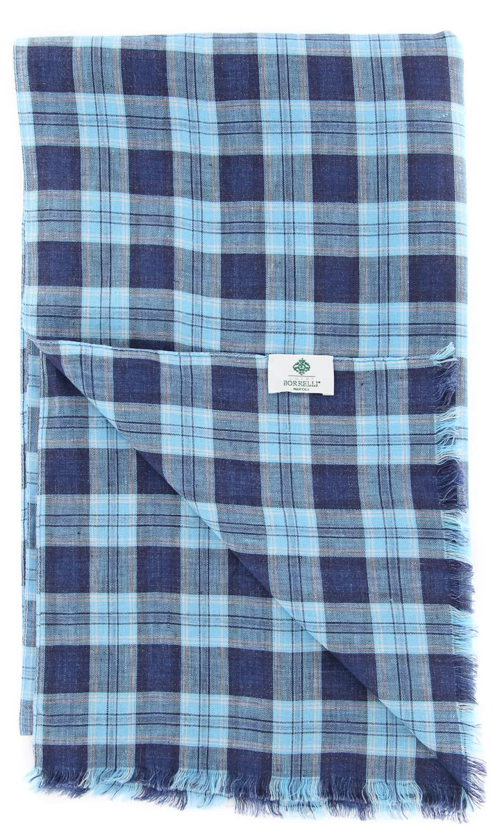 Luigi Borrelli Light Blue Linen Scarf