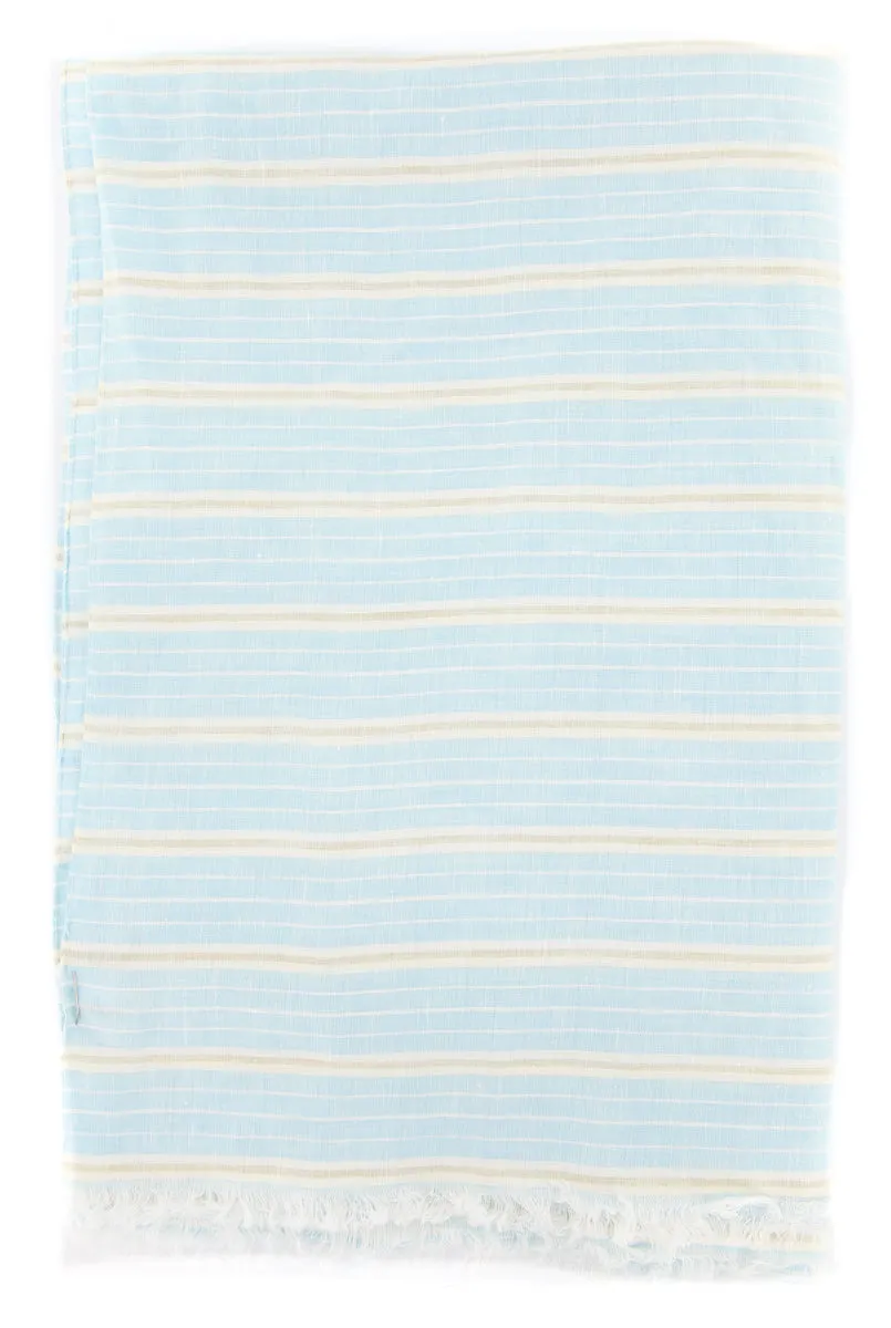 Luigi Borrelli Light Blue Linen Scarf