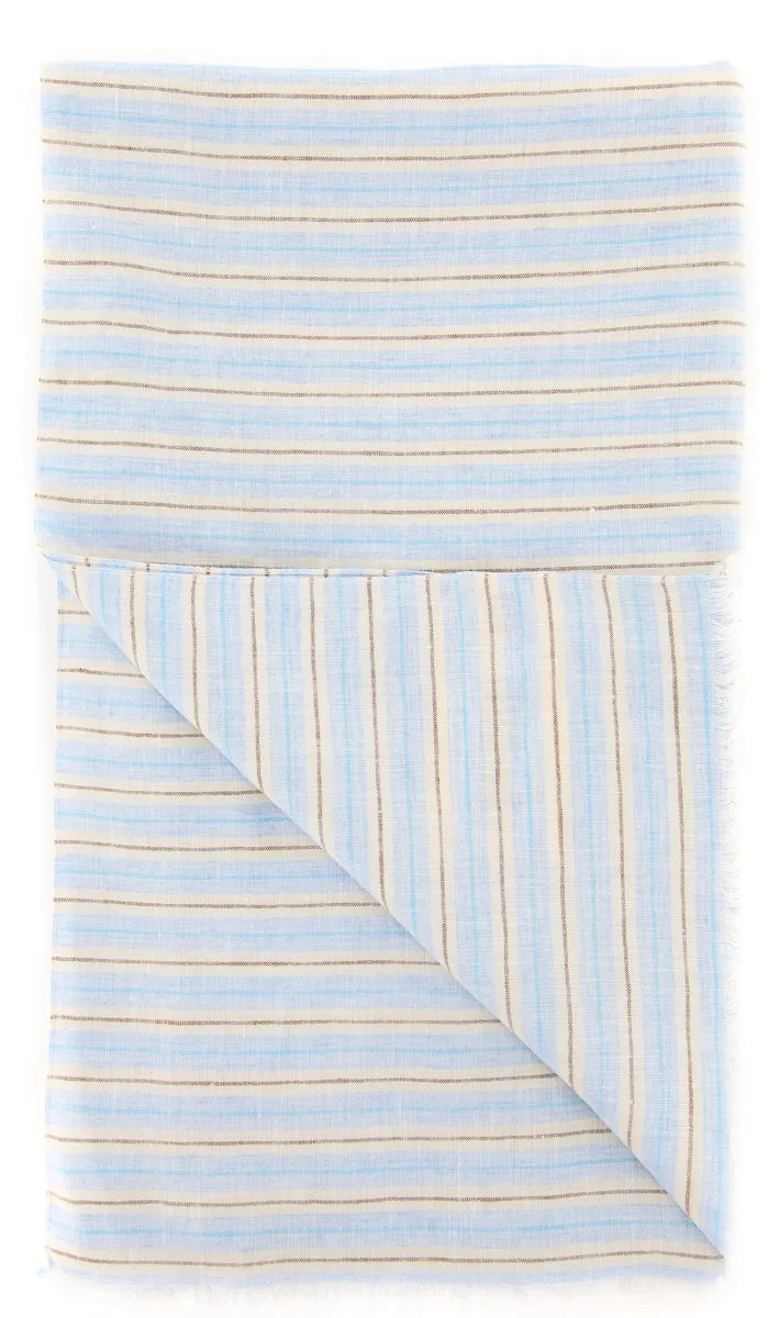Luigi Borrelli Light Blue Linen Scarf