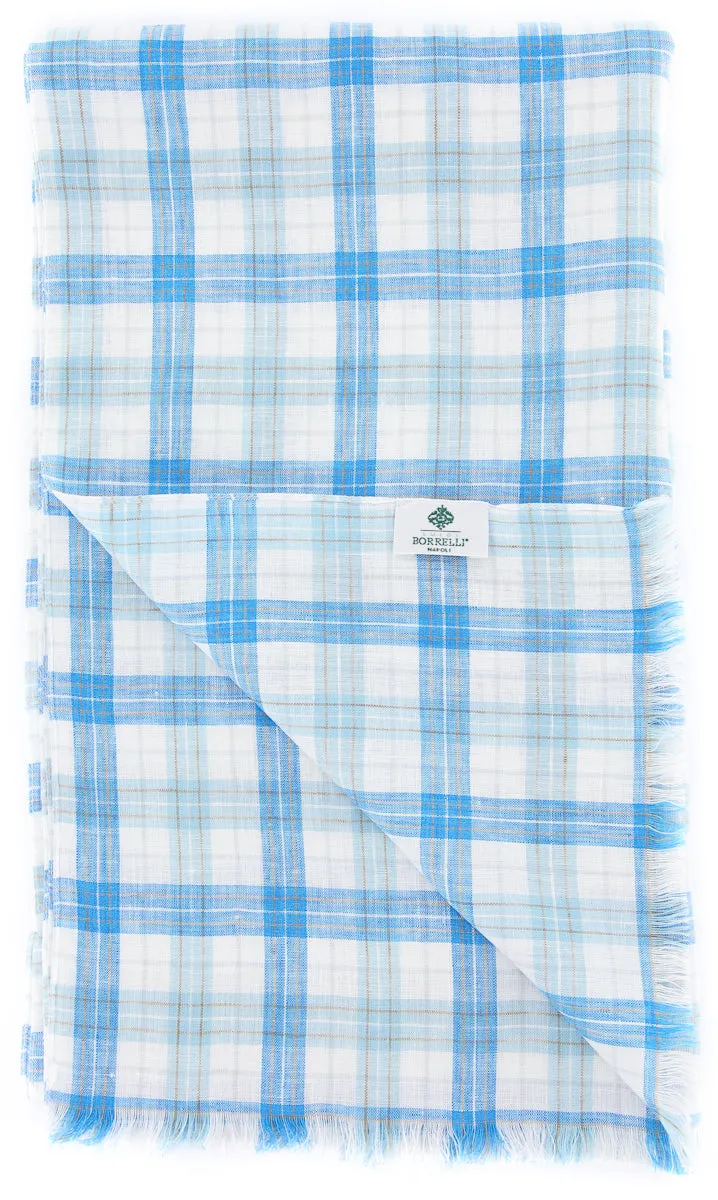 Luigi Borrelli Light Blue Linen Scarf