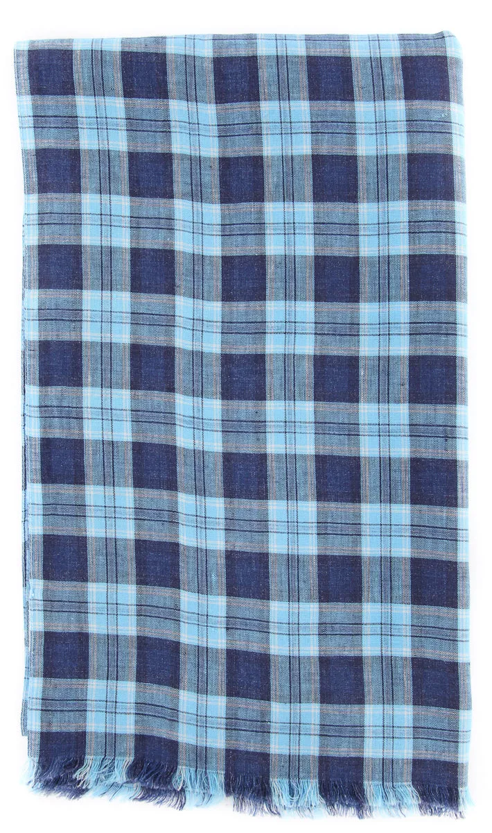 Luigi Borrelli Light Blue Linen Scarf