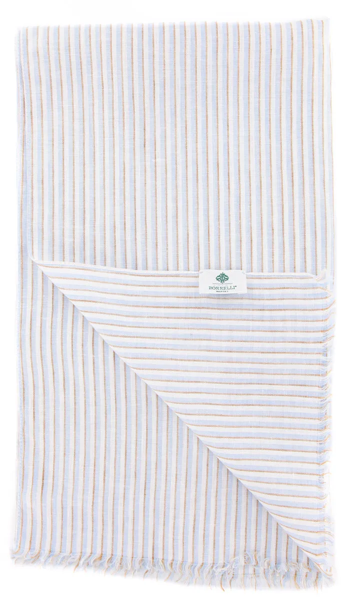 Luigi Borrelli Light Blue Linen Scarf