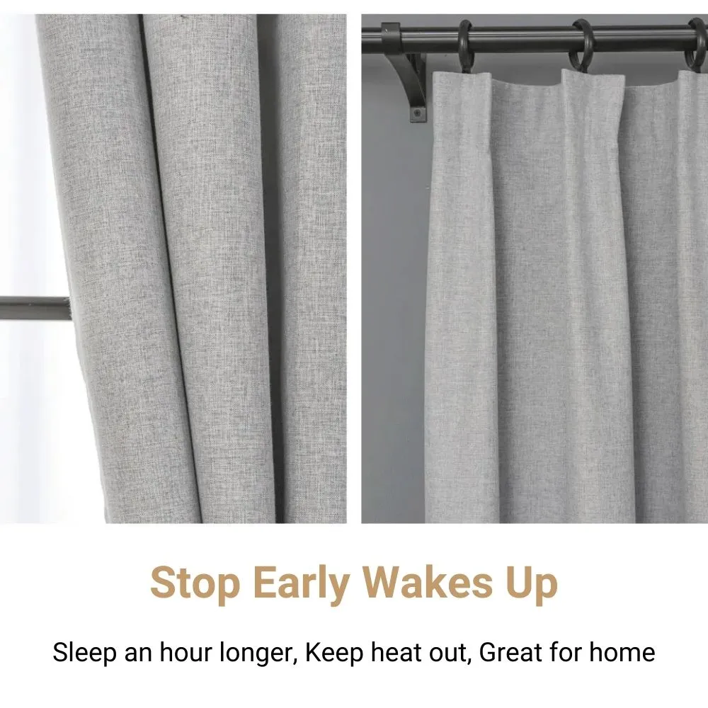 Lynn Sleep Comfort 100% Blackout Linen Curtains (1 Panel)