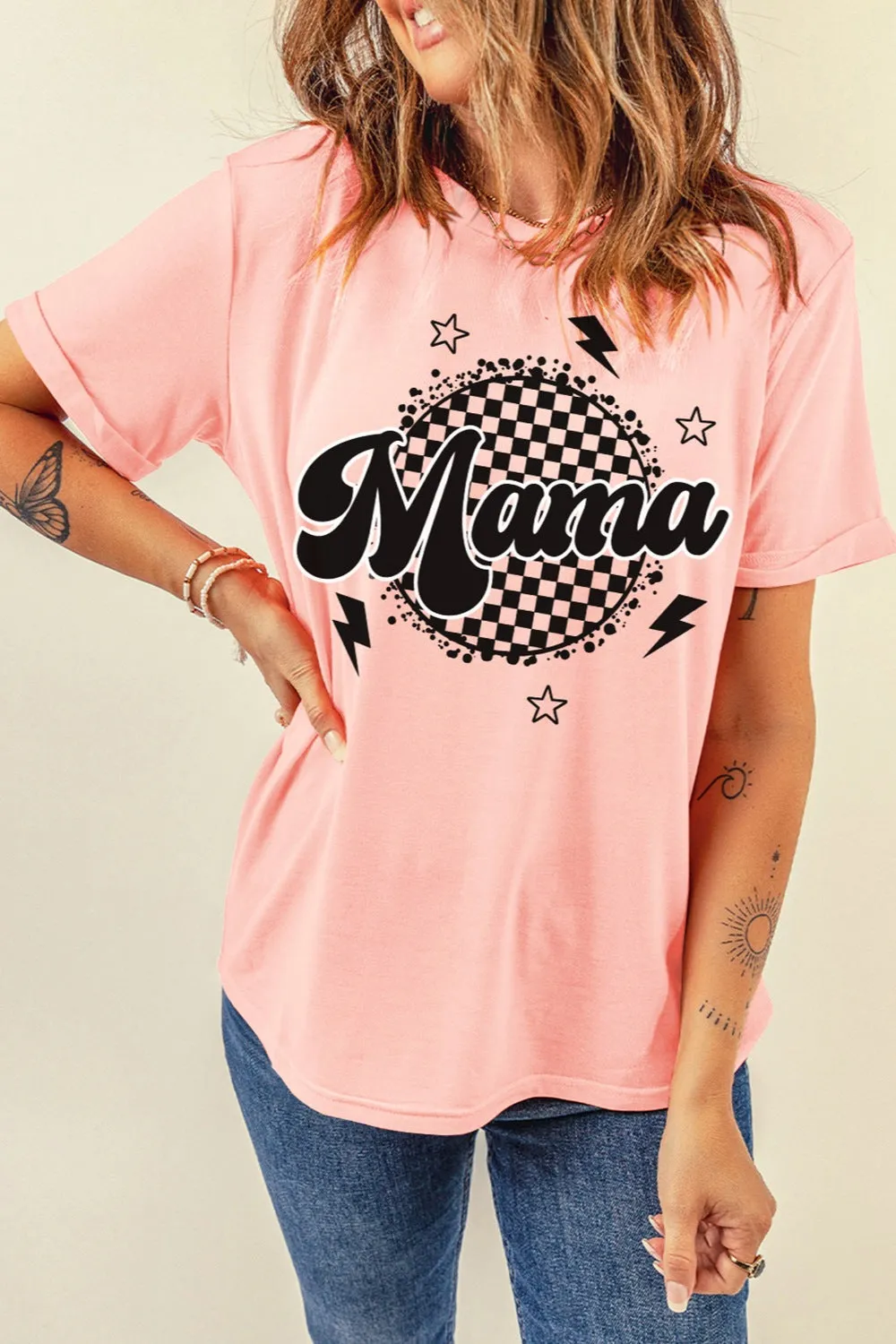 MAMA Round Neck Short Sleeve Tee