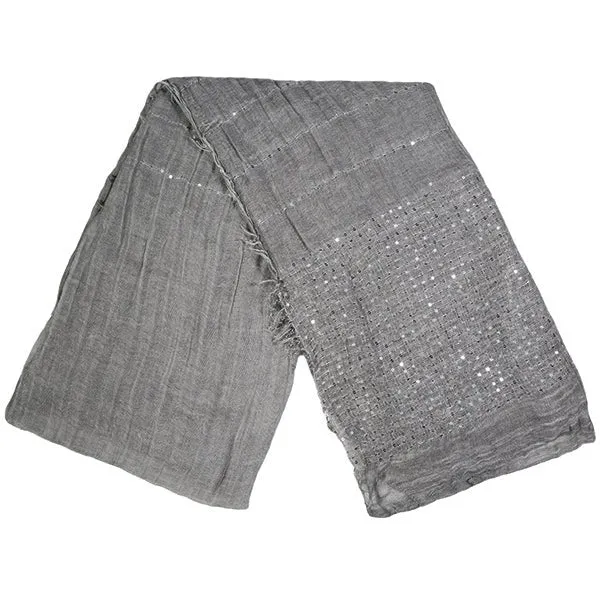 Many Sequins On bottom  Side Design Summer Light Scarves