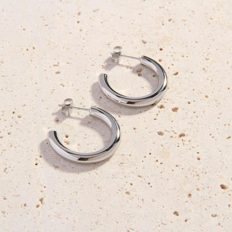 Medium Cali Silver Hoops