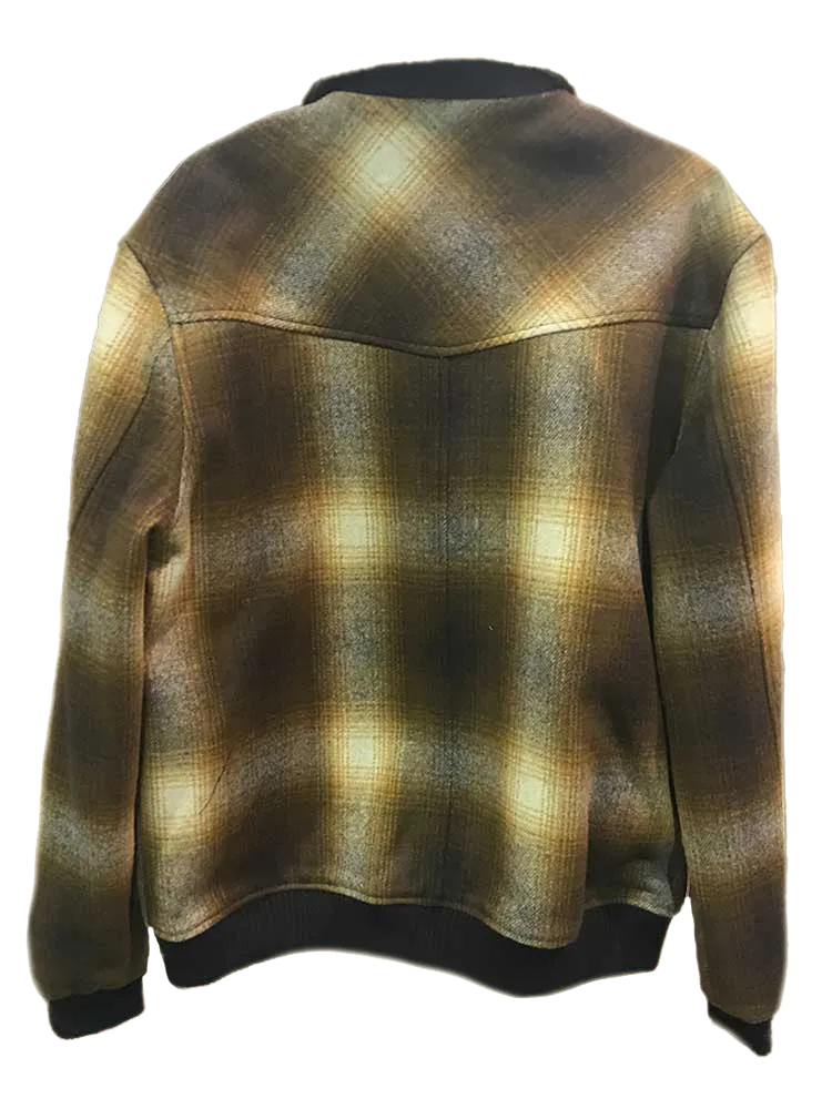 Men's Brown   Orange-Yellows Plaid Wool Coat by Pendleton