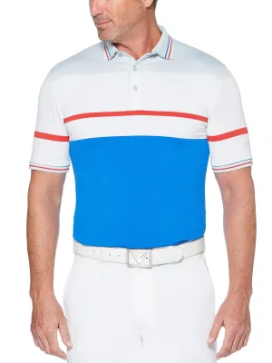 Mens Color Block Chest Stripe Polo