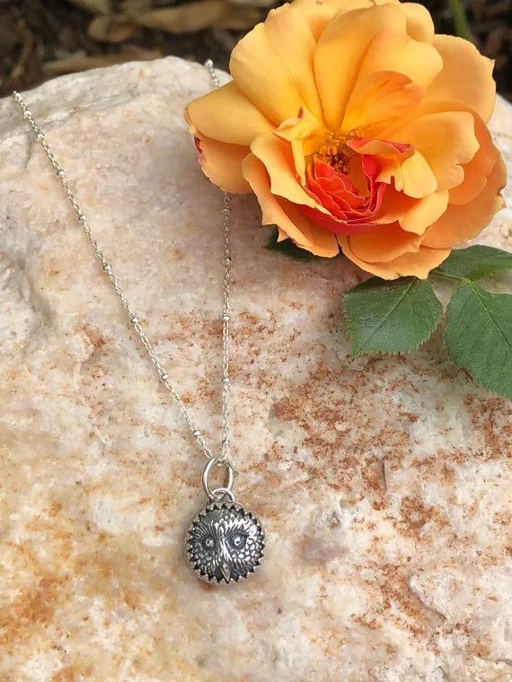 Mini OWL face Spirit Animal hand cast necklace