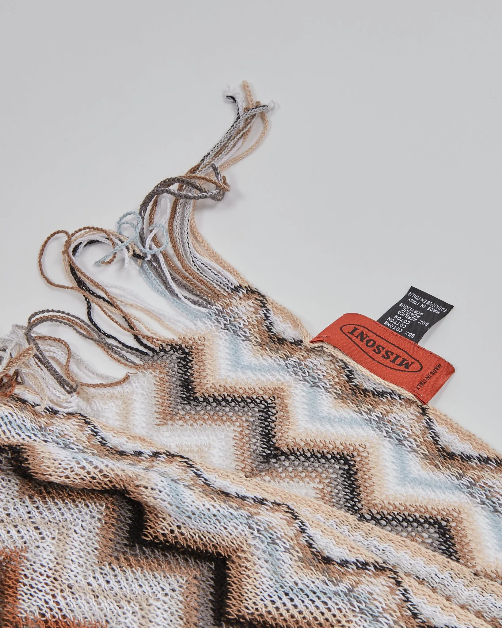 Missoni Blue/Brown Zig Zag Crochet Scarf