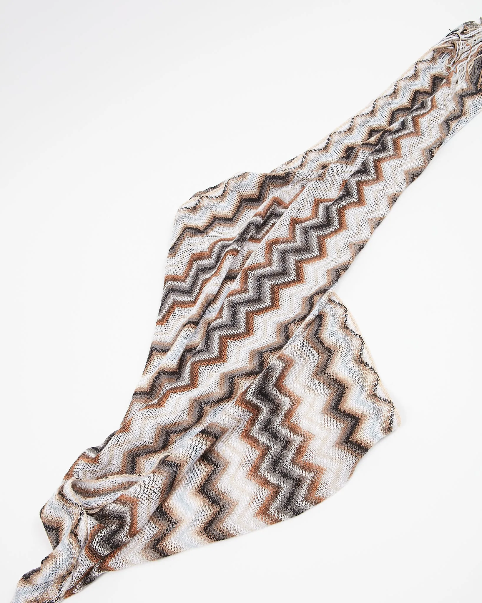 Missoni Blue/Brown Zig Zag Crochet Scarf