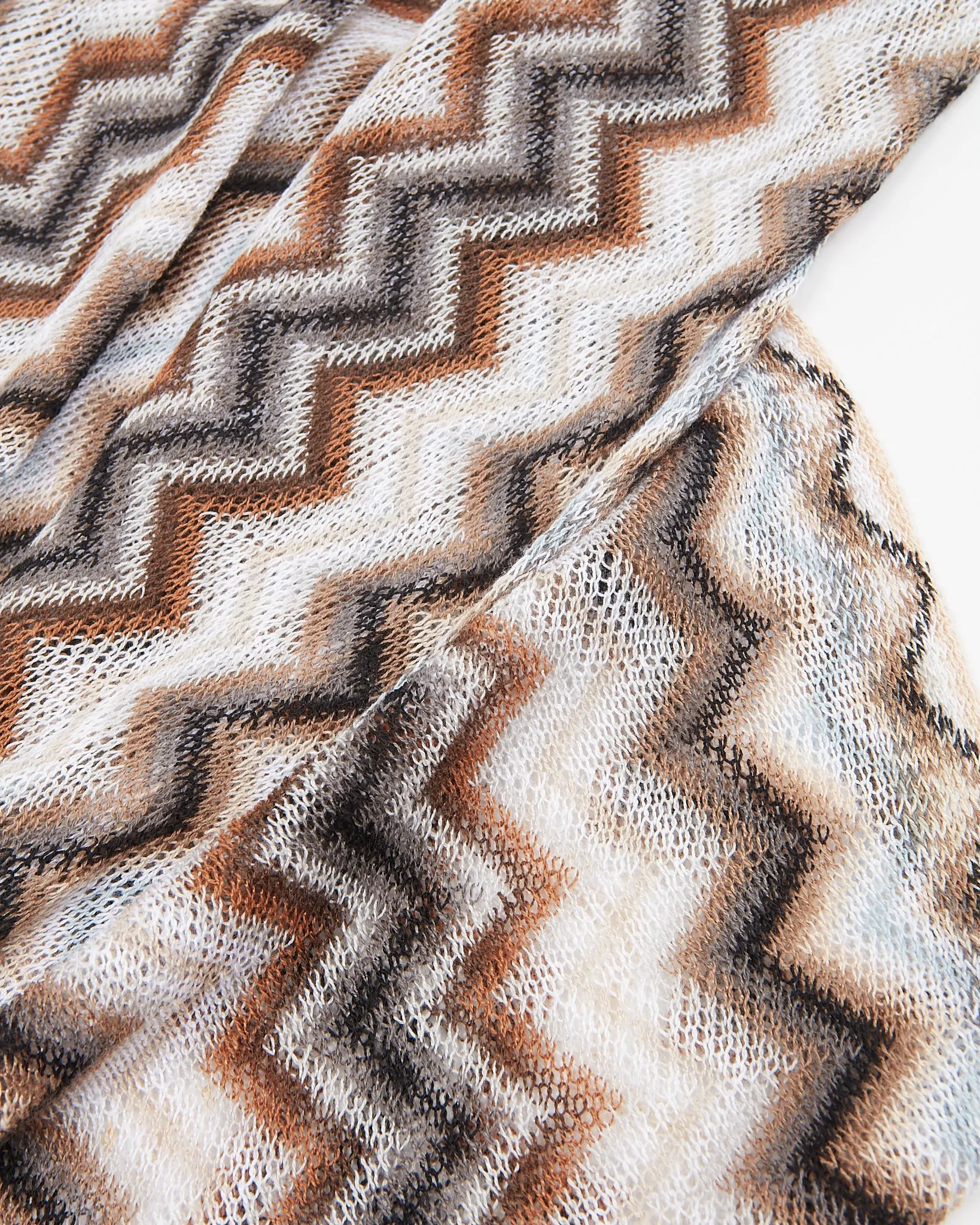 Missoni Blue/Brown Zig Zag Crochet Scarf
