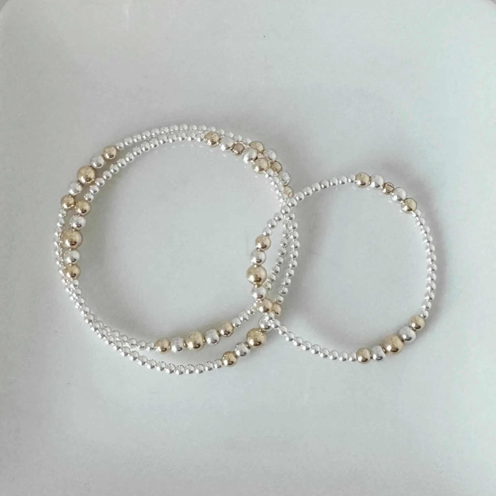 Mixed Designer Sterling Silver and Gold Beaded Layering Bracelet
