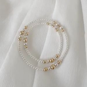 Mixed Designer Sterling Silver and Gold Beaded Layering Bracelet