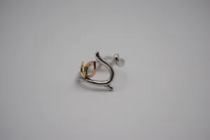 Mixed Metal Leaves Roots Ring