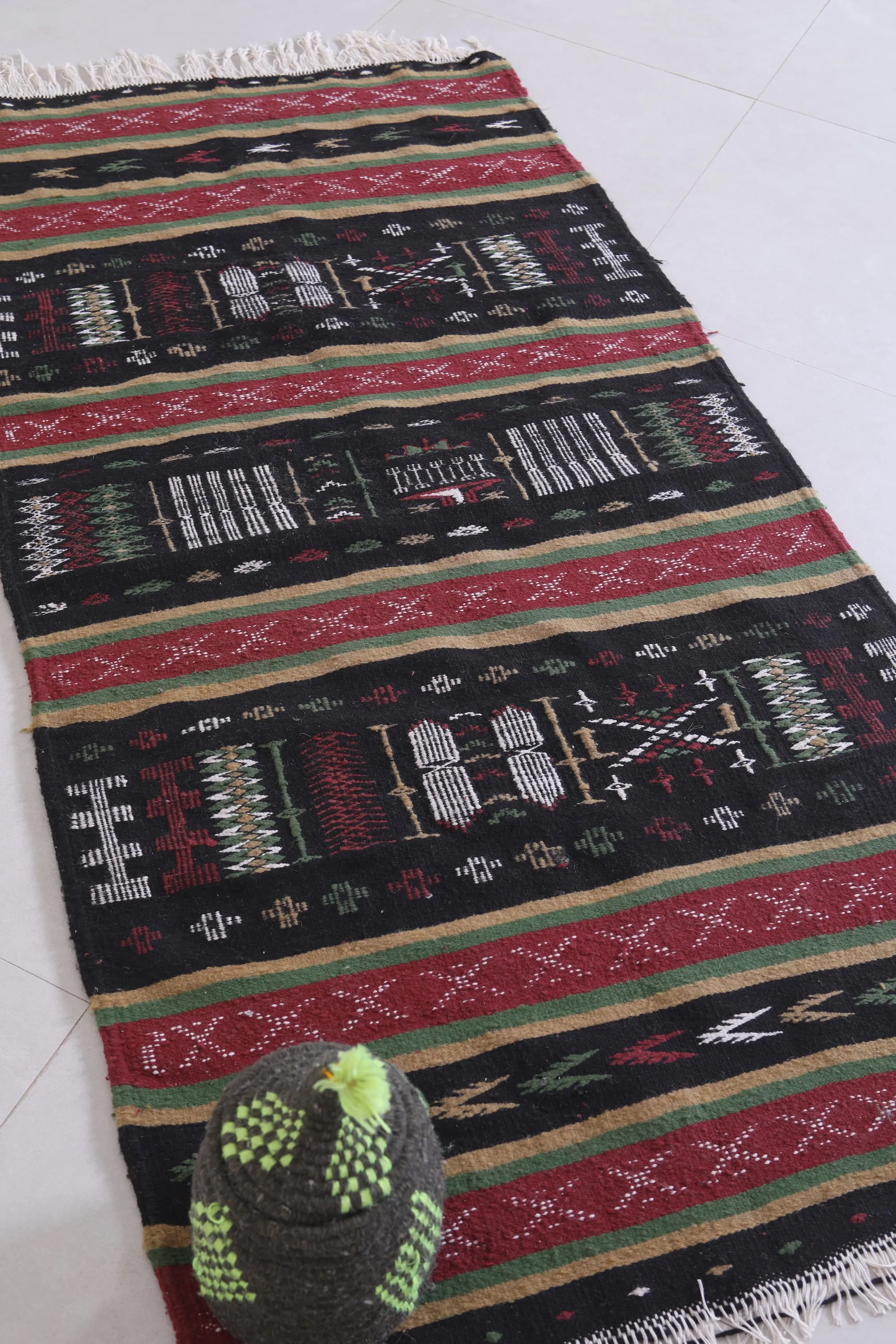 Moroccan Berber Handwoven Kilim - 3 x 6.1 ft | Traditional Rug