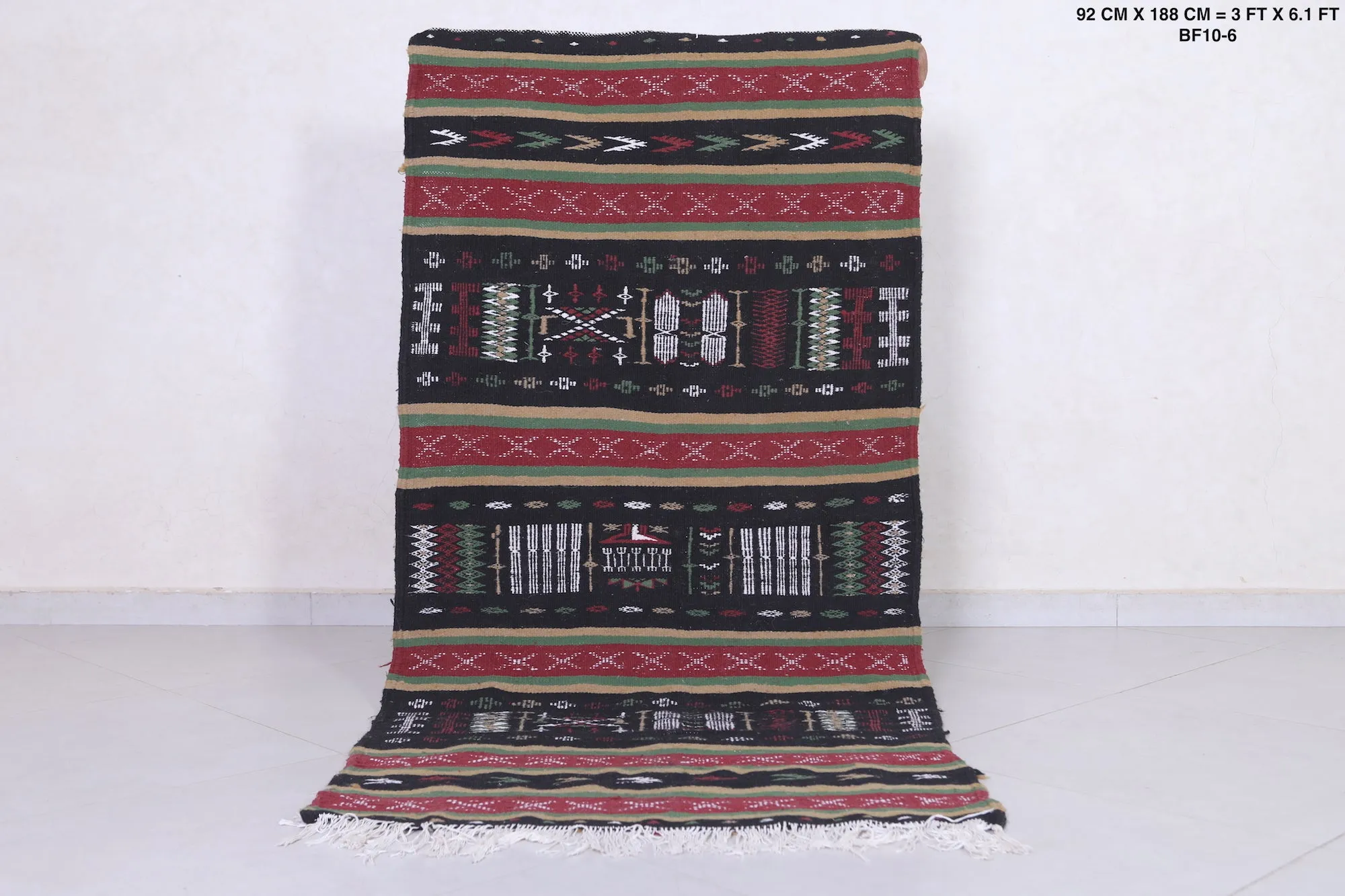 Moroccan Berber Handwoven Kilim - 3 x 6.1 ft | Traditional Rug