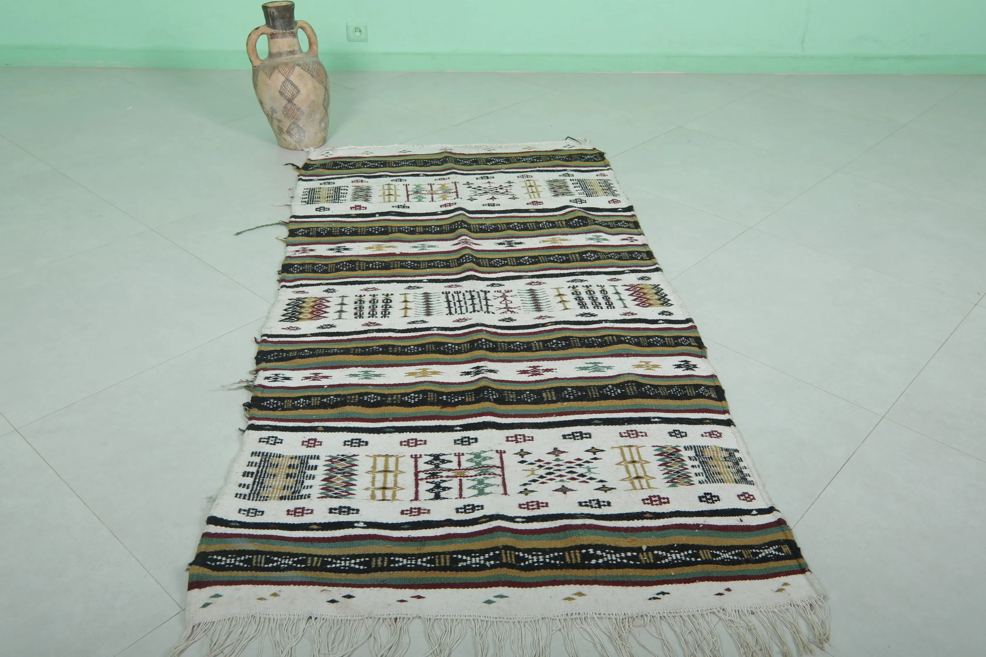 Moroccan Berber Handwoven Kilim - 3.2 x 6.3 ft | Unique Artisan Rug