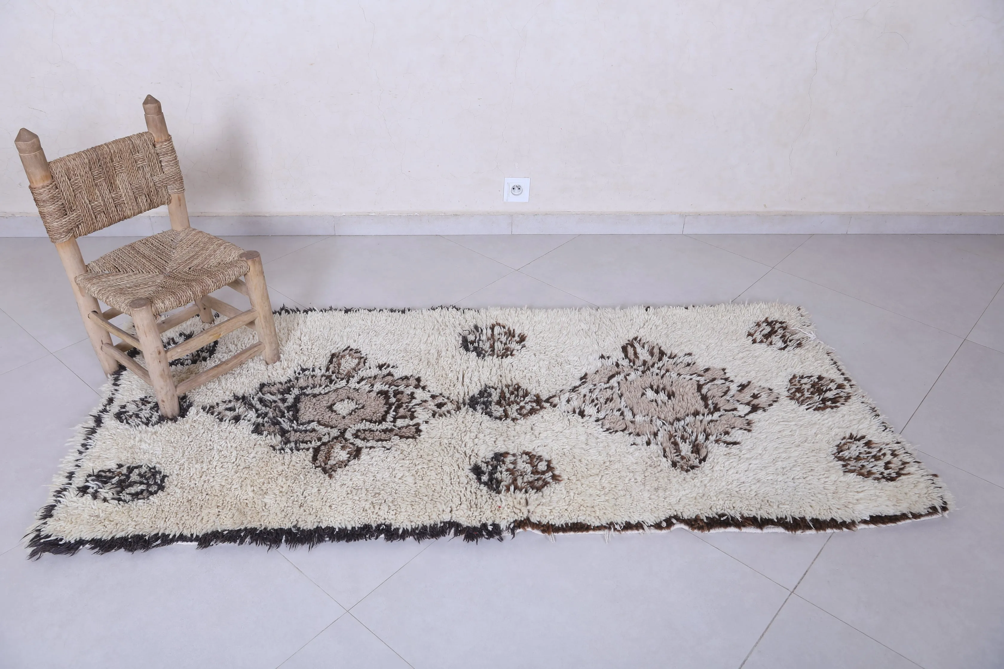 Moroccan Berber Rug - Intricate Neutral Pattern 2.7ft x 6ft
