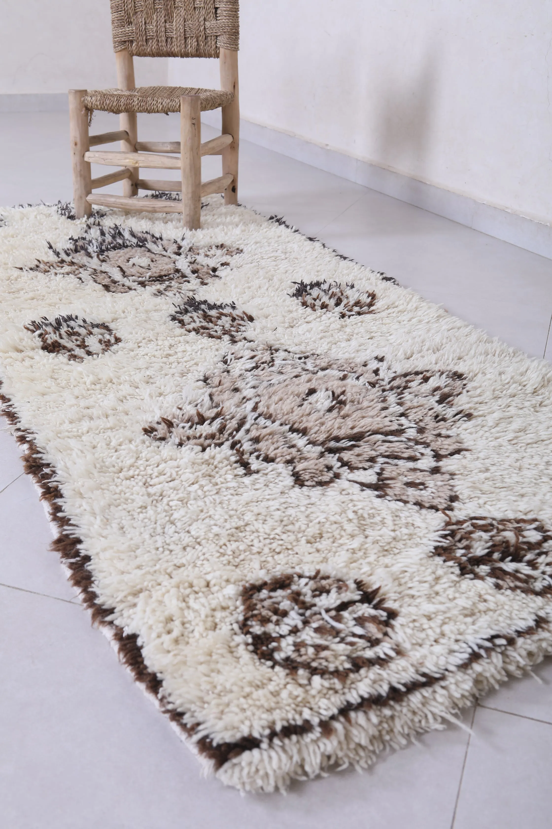 Moroccan Berber Rug - Intricate Neutral Pattern 2.7ft x 6ft