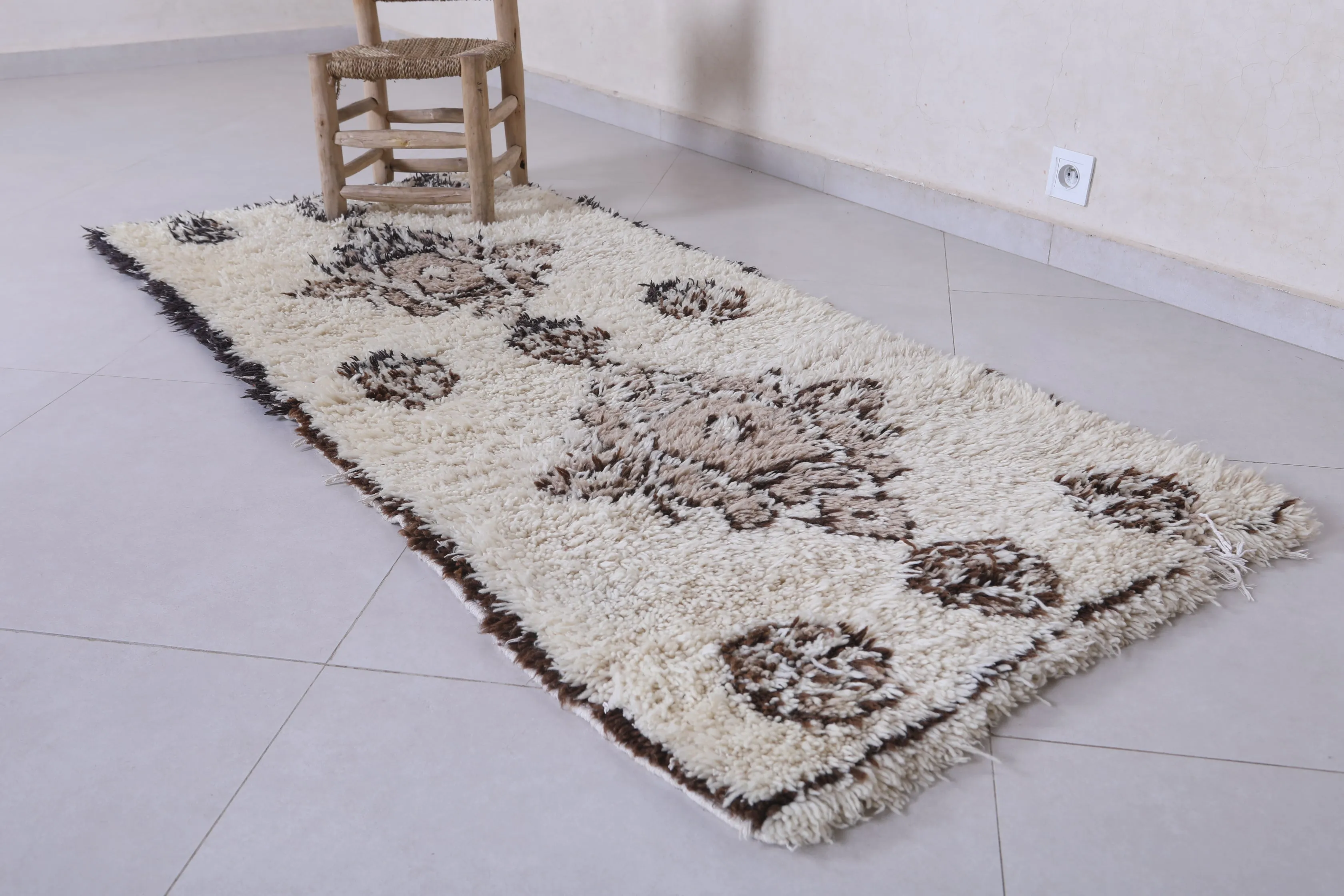 Moroccan Berber Rug - Intricate Neutral Pattern 2.7ft x 6ft