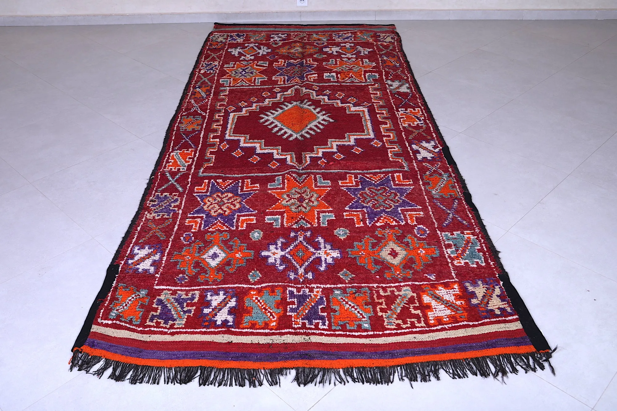 Moroccan Rug - Vintage Wool Rug 4.7 x 10.9 Feet
