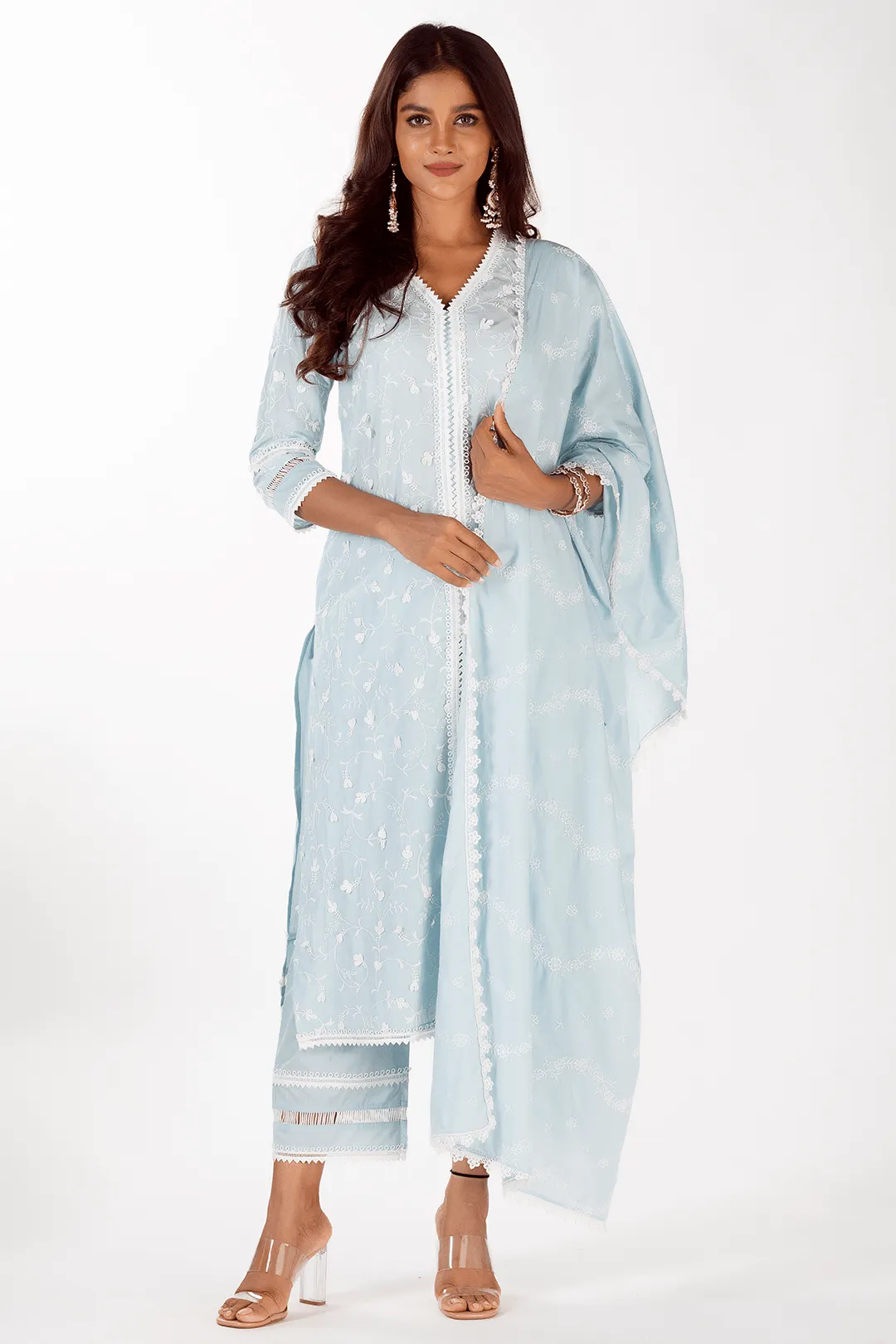 Mulmul Cotton Cali Light Blue Kurta