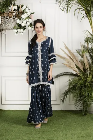 Mulmul Ibris Kurta With Ibris Garara