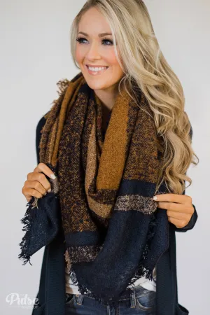 Must Have Blanket Scarf- Navy & Tan