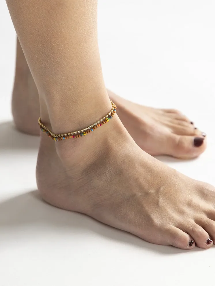 Natural Life Golden Eye Layered Anklet