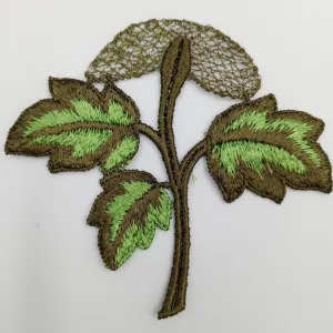 NATURE Leafy Stem Appliques VINTAGE Forest Green Leaf Patches Embroidery Sewing Applique Decorative Patches, DIY Patches Embellishments #332