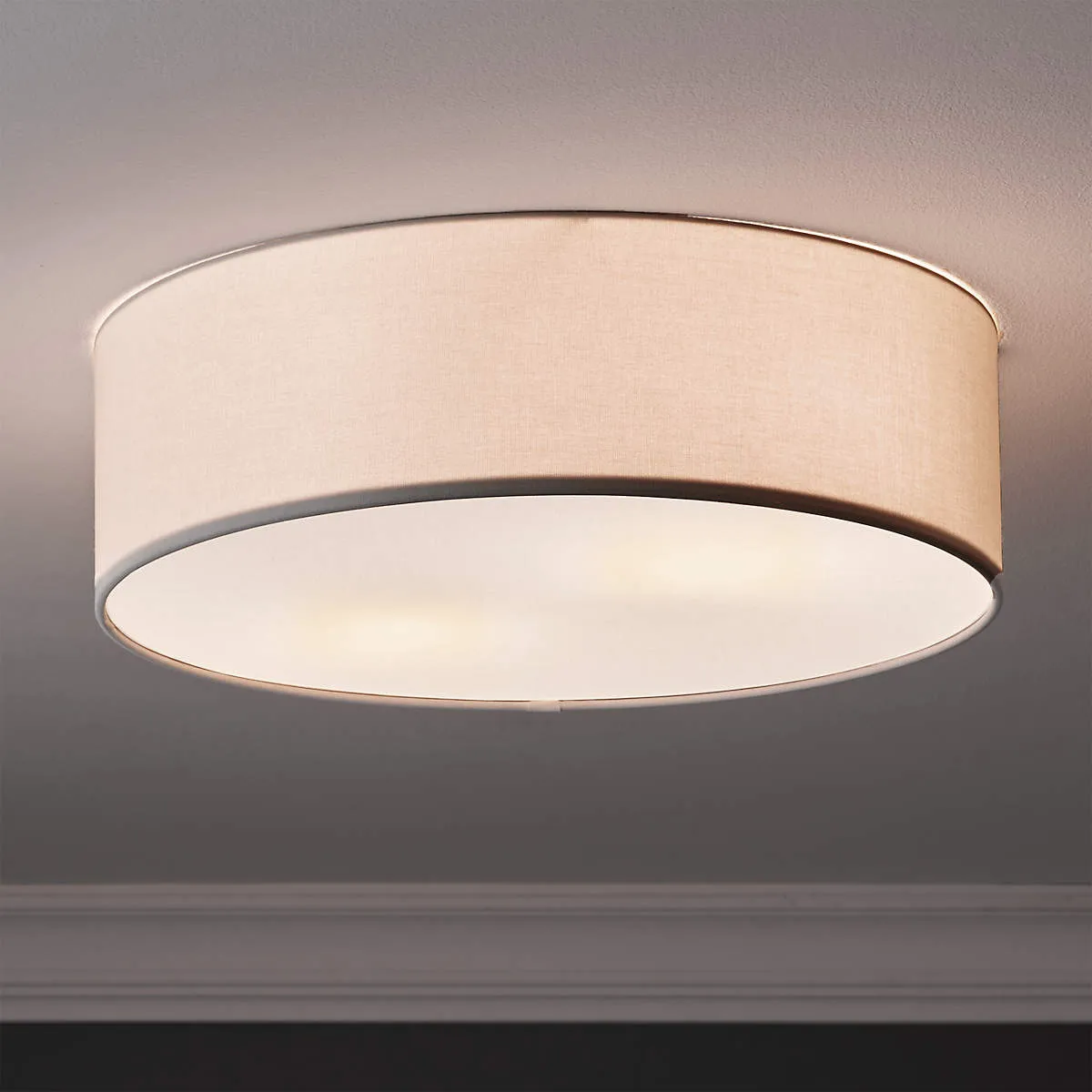 NEW Drum Flush Mount Light 19.75”, Linen shade & diffuser, metal frame! Retails $120 