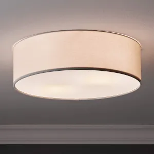 NEW Drum Flush Mount Light 19.75”, Linen shade & diffuser, metal frame! Retails $120 