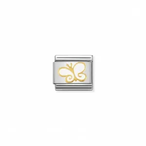 Nomination Composable Link White Butterfly, 18K Gold & Enamel