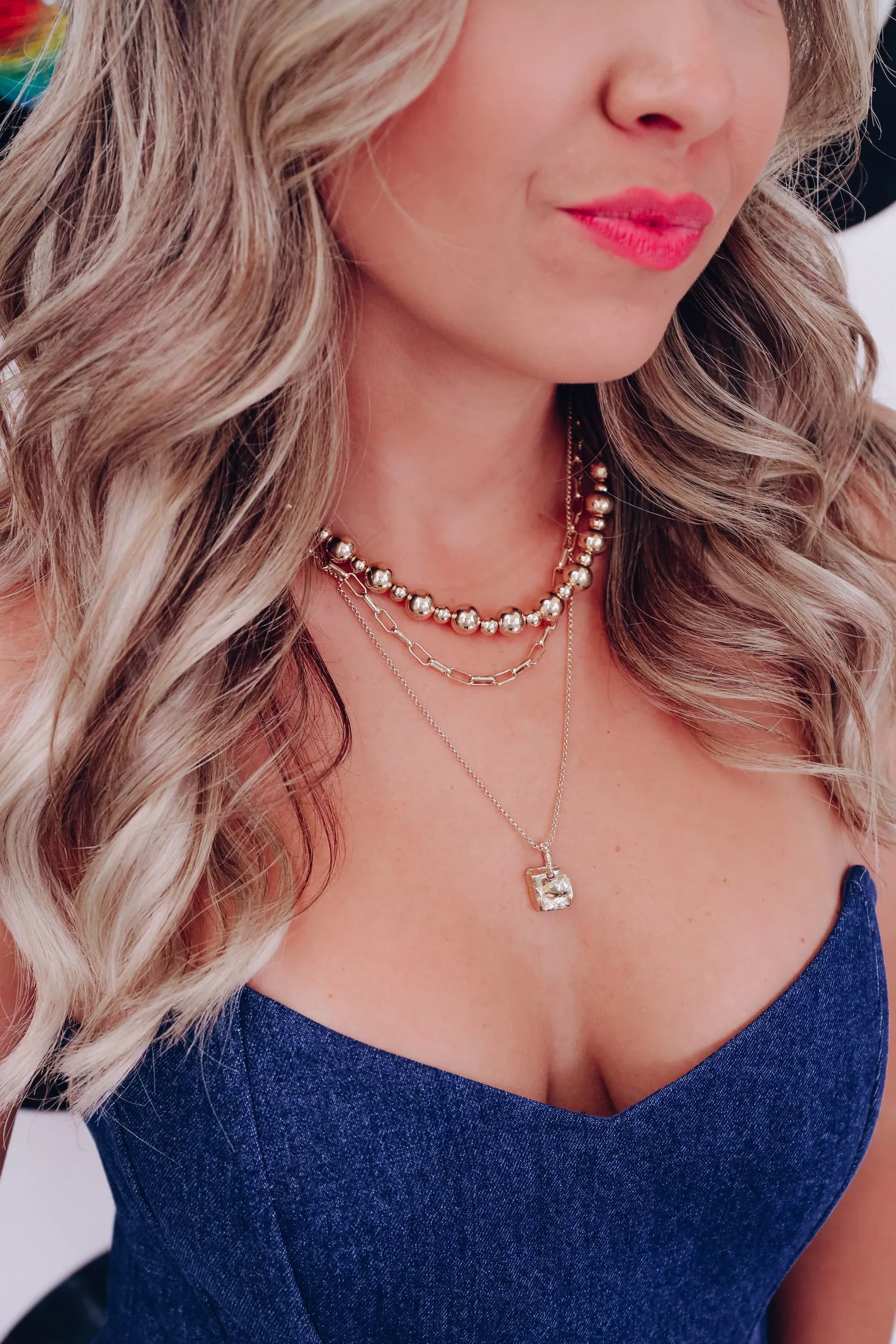 Nugget Charm Multi Layered Necklace - Gold