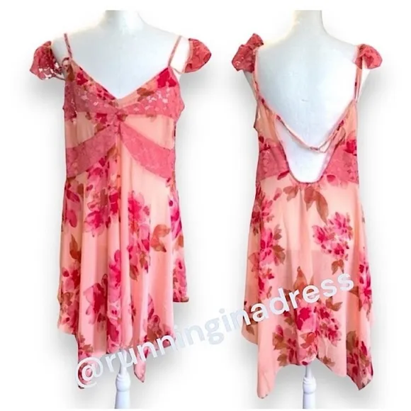 NWOT Free People Monday Morning TrapezeSlip In Floral Print Size Small In Pink