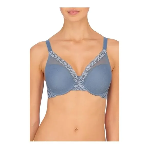 NWT! Natori Feathers Lace Underwire Bra in Color: Smoky Iris/Dolphin. Size 36DD